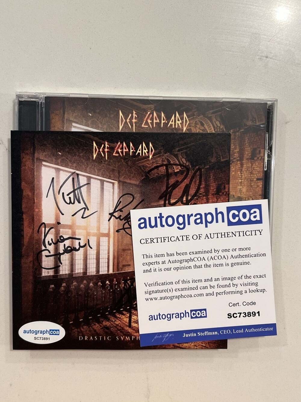 Def Leppard SIGNED Drastic Symphonies CD Autographed ACOA Authenticated #6